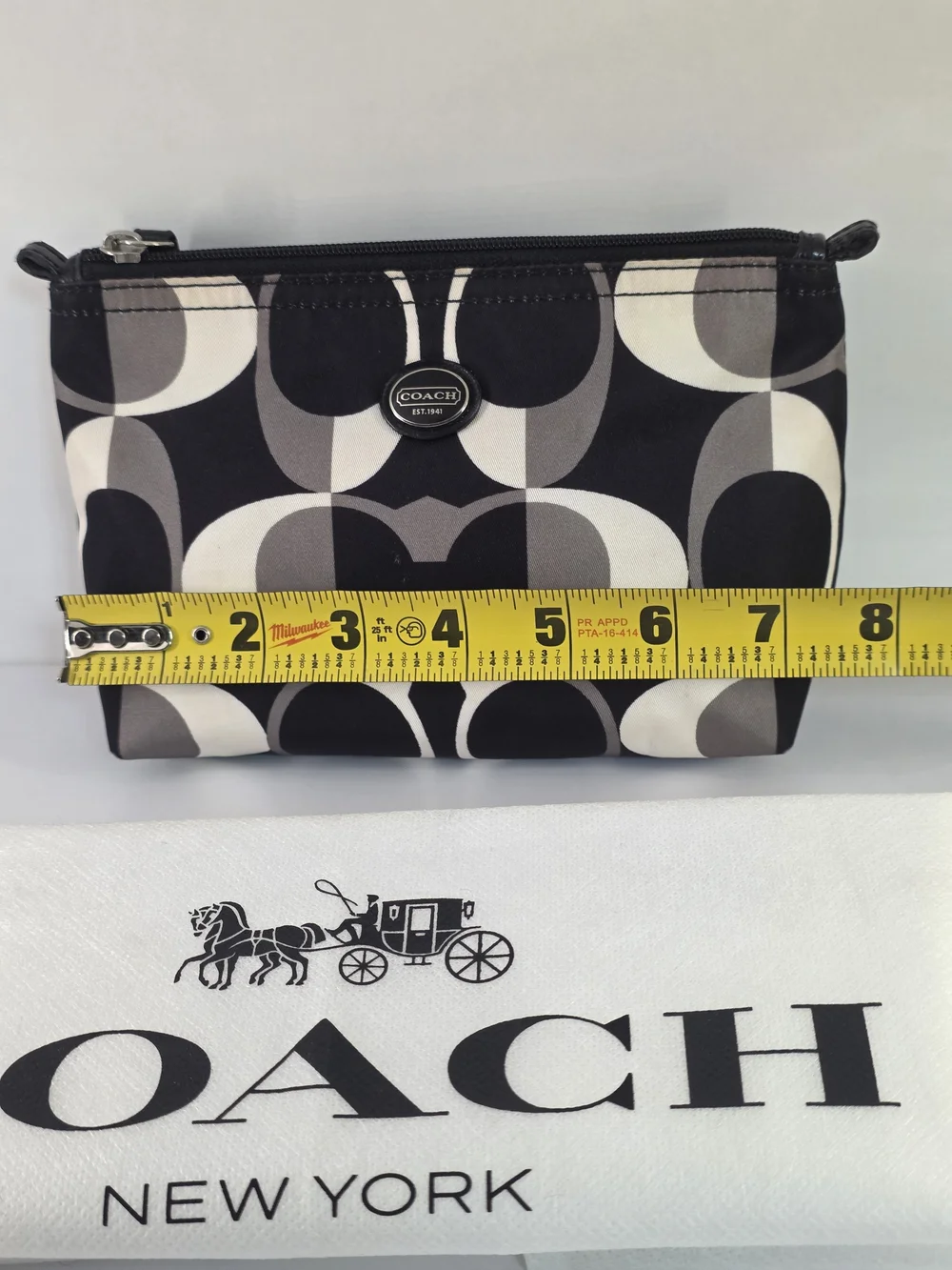 COACH Black & Gray Signature Cosmetic Pouch